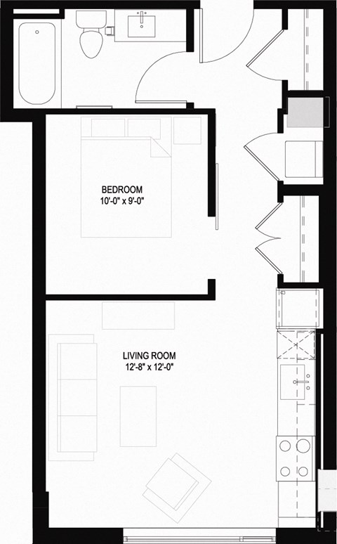 J10 - 1 Bedroom, 1 Bath, 499 Square Feet, No Balcony